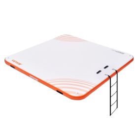 Inflatable Floating Dock, 7 x 7FT Inflatable Dock Platform, Non-Slip Water Floating Dock Mat with Portable Carrying Bag & Detachable Ladder