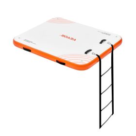 Inflatable Floating Dock, 6 x 5FT Inflatable Dock Platform, Non-Slip Water Floating Dock Mat with Portable Carrying Bag & Detachable Ladder